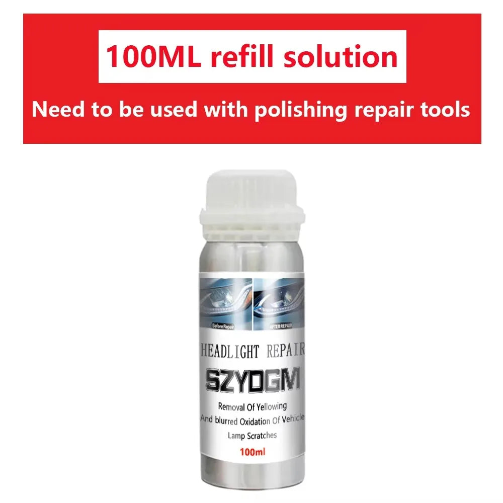 Car Headlight Restoration Kit – Polish, Deoxidize & Clarify Headlight Restoration Kit SPOT Only 100ML Liquid
