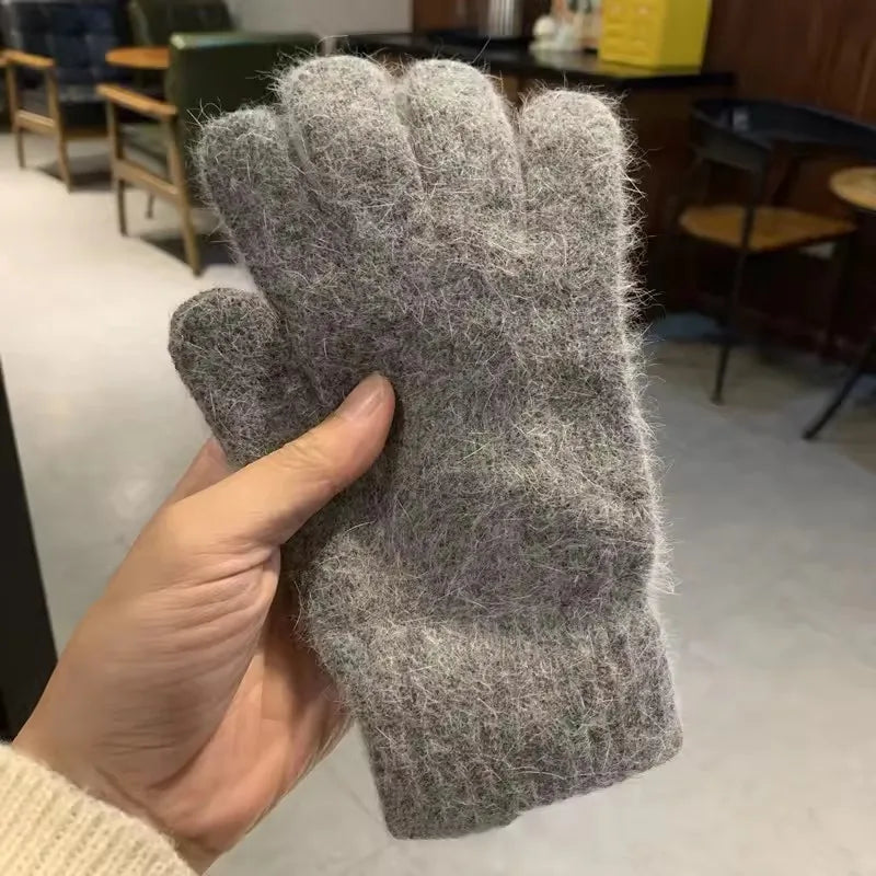 Women's Winter Knit Full Finger Gloves – Warm & Stylish Knit Winter Gloves SPOT Dark Grey