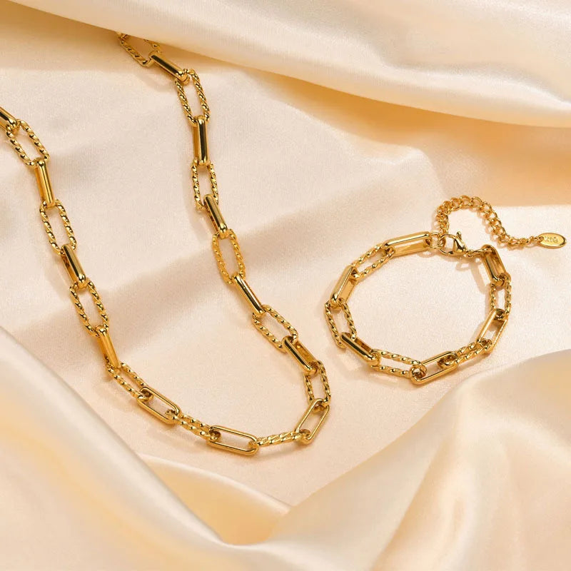 Chunky Paperclip Chain Necklace – 18K Gold Plated Steel Chain Choker Necklace SPOT