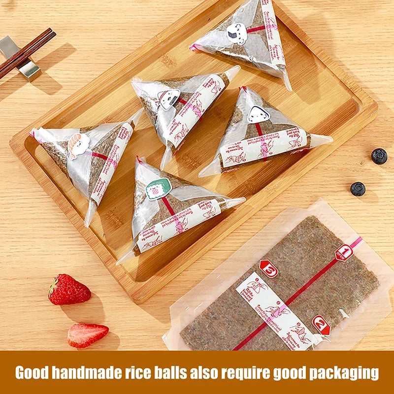 Disposable Triangle Onigiri Bags – Double Layer Rice Ball Wrap Food Storage Bags SPOT