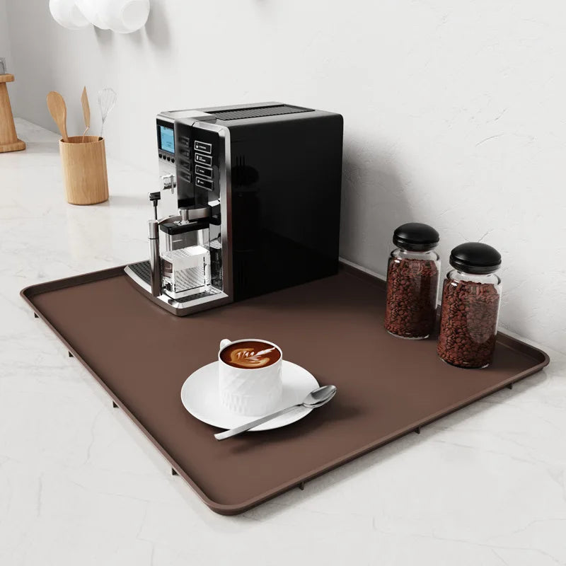 Silicone Coffee Mat – Anti-Slip Heat-Insulating Bar Cup Tray Silicone Bar Mat SPOT TF-Coffee-colored 47x28cm