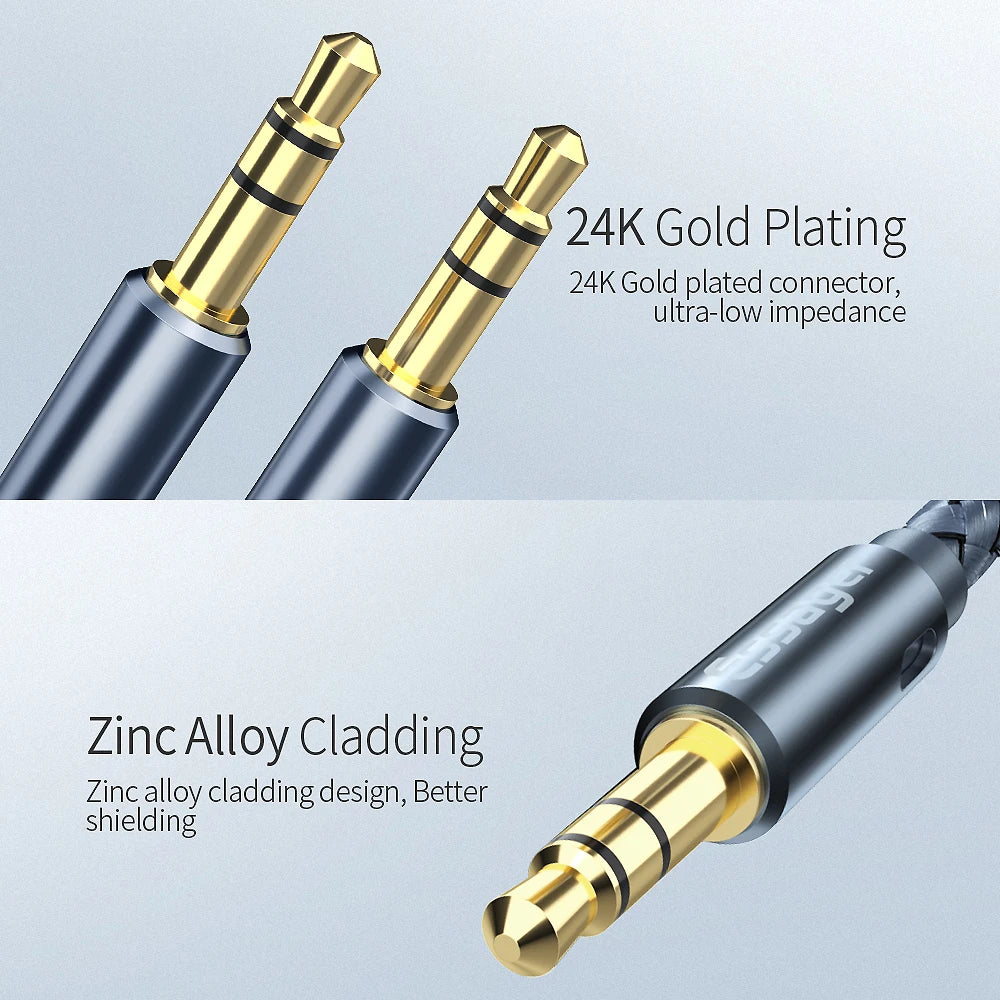 Essager 3.5mm AUX Audio Cable Male to Male Jack – Dark Gray AUX Audio Cable SPOT