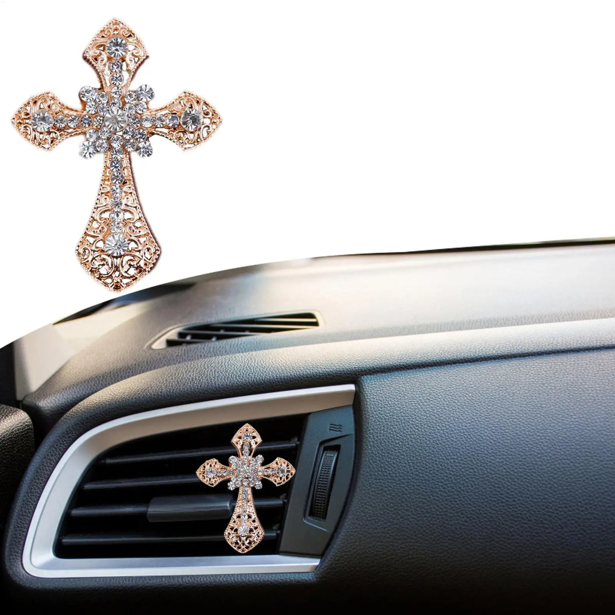 Rhinestone Cross Car Vent Air Freshener Clip | Bling Decor Car Vent Clip SPOT