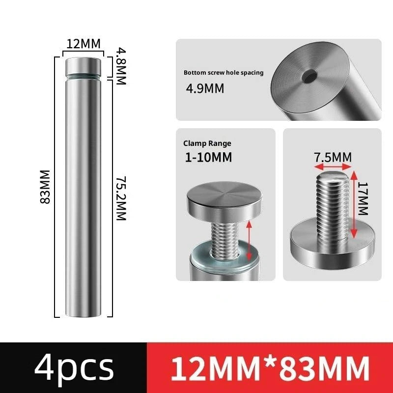 Stainless Steel Standoff Screws for Glass & Acrylic Signs Sign Standoff Fasteners SPOT 12x83mm 4PCS