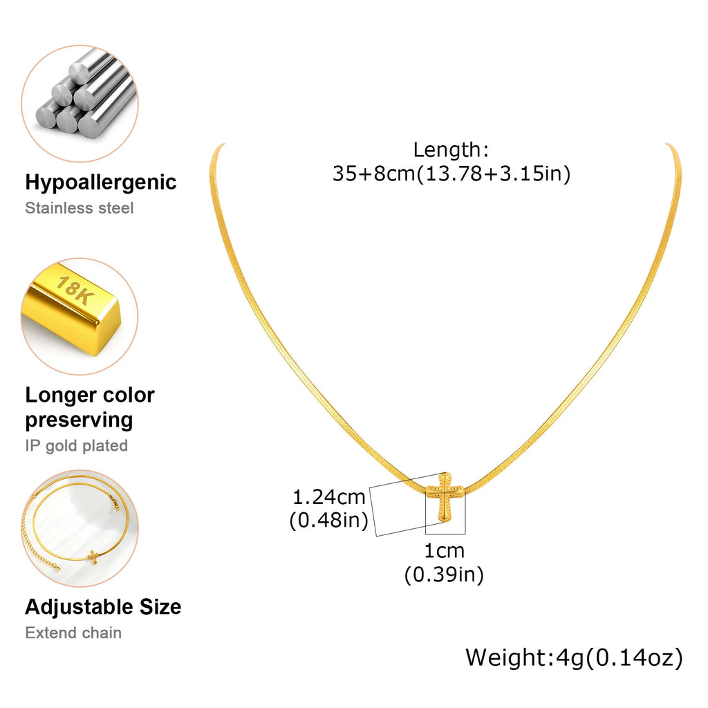 Cross Choker Snake Chain Necklace – Stainless Steel Women's Choker Necklace SPOT