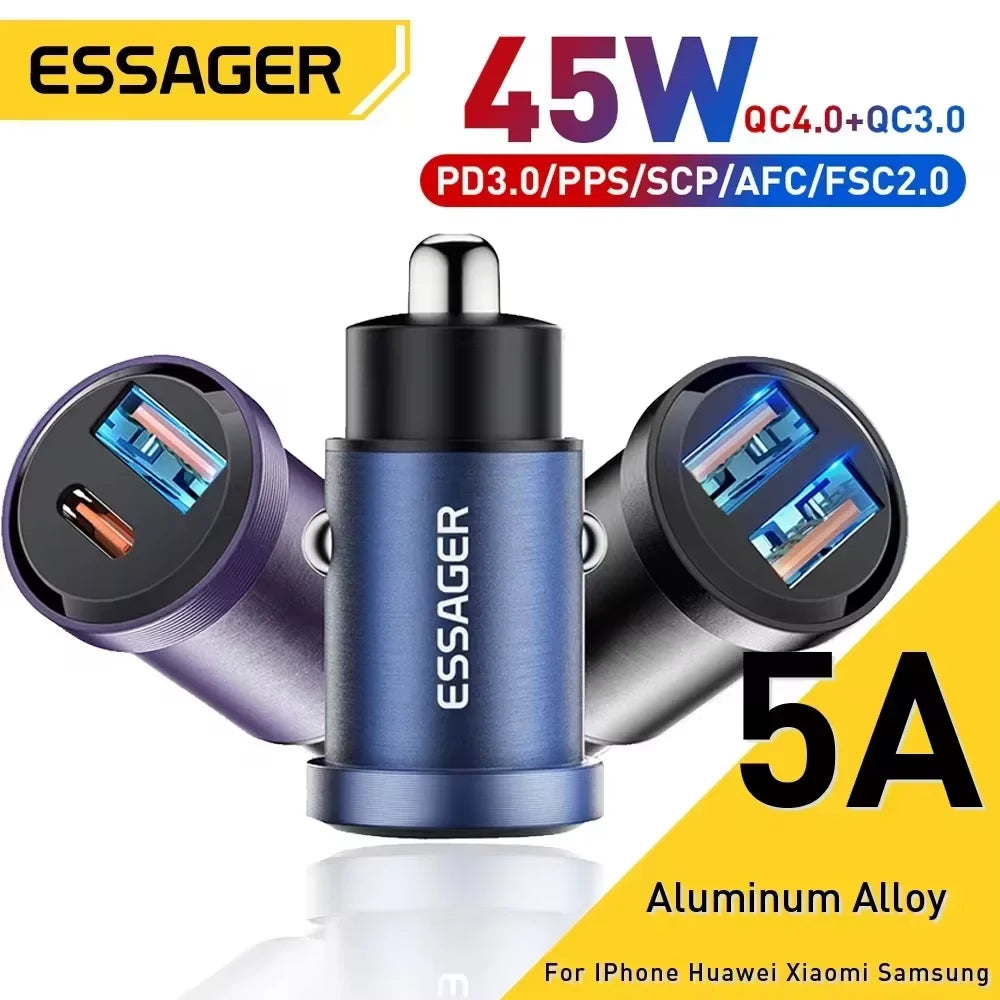 Essager 45W Car Charger QC4.0 PD3.0 Dual USB Fast Charging USB Car Charger SPOT