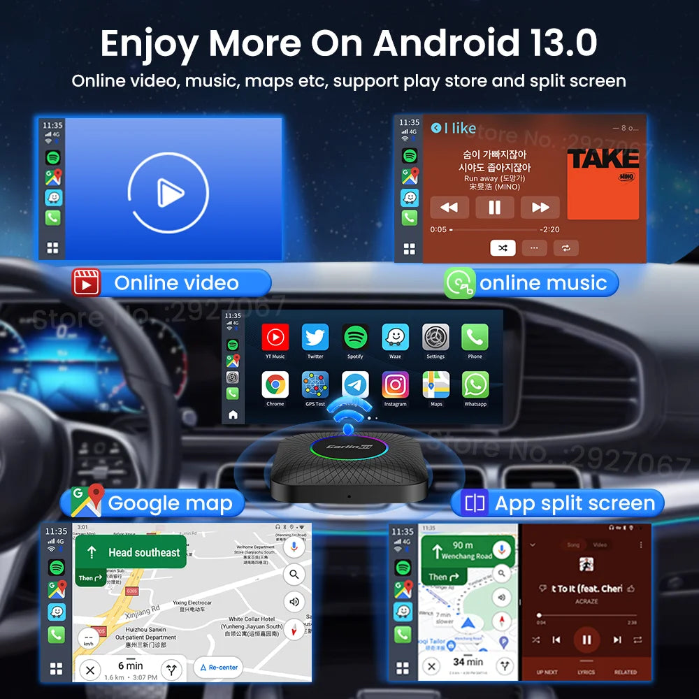 Carlinkit AI Box Android 13 – Wireless CarPlay & Android Auto CarPlay AI Box SPOT