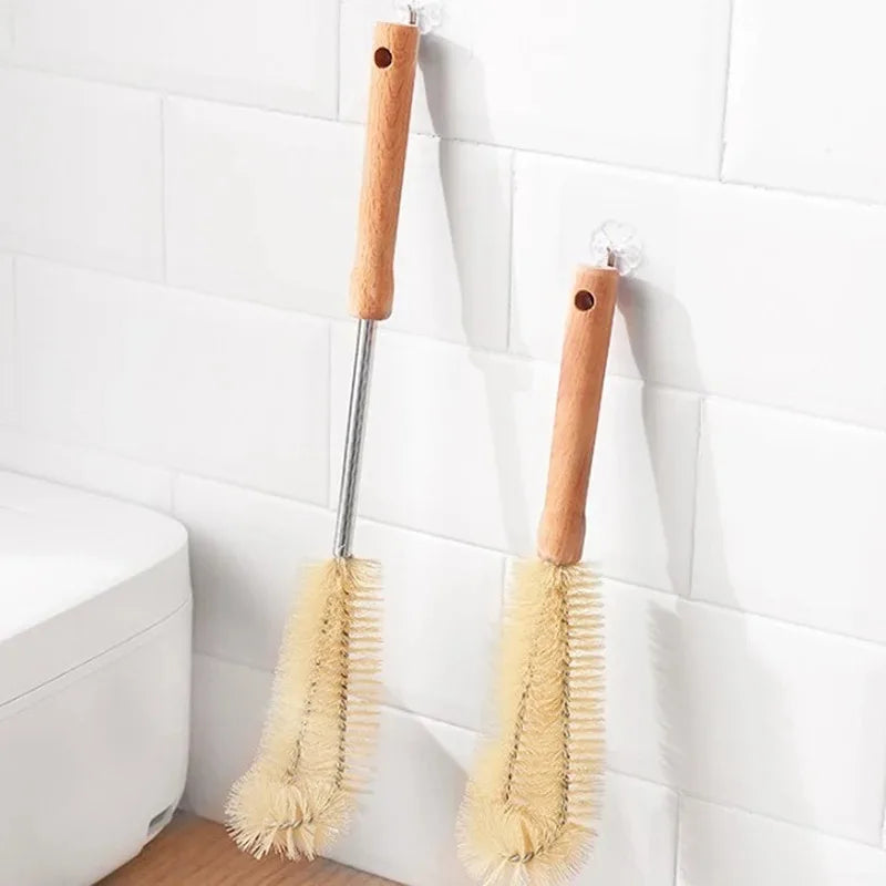 Wooden Long Handle Bottle Brush – Glass & Stainless Scrubber Bottle Cleaning Brush SPOT