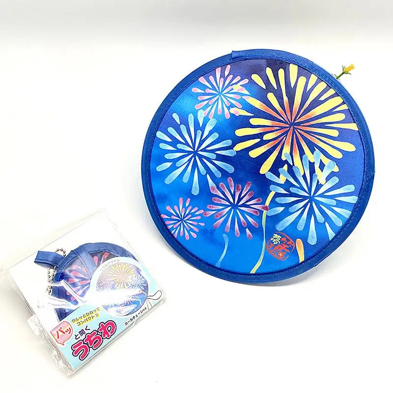 Foldable Round Hand Fan – Colorful Print & Hanging Chain Foldable Hand Fan SPOT