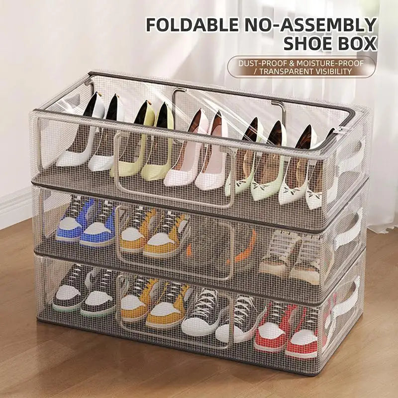 Foldable Clear Under Bed Shoe Storage Organizer + Handles Under Bed Organizer SPOT