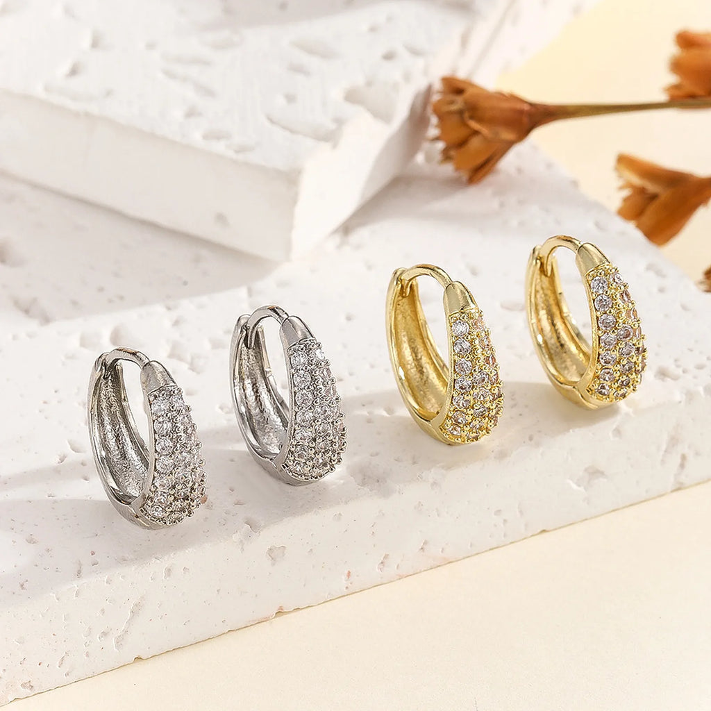 Chunky Pavé CZ Huggie Hoop Earrings – Gold & Silver | Women Huggie Hoop Earrings SPOT