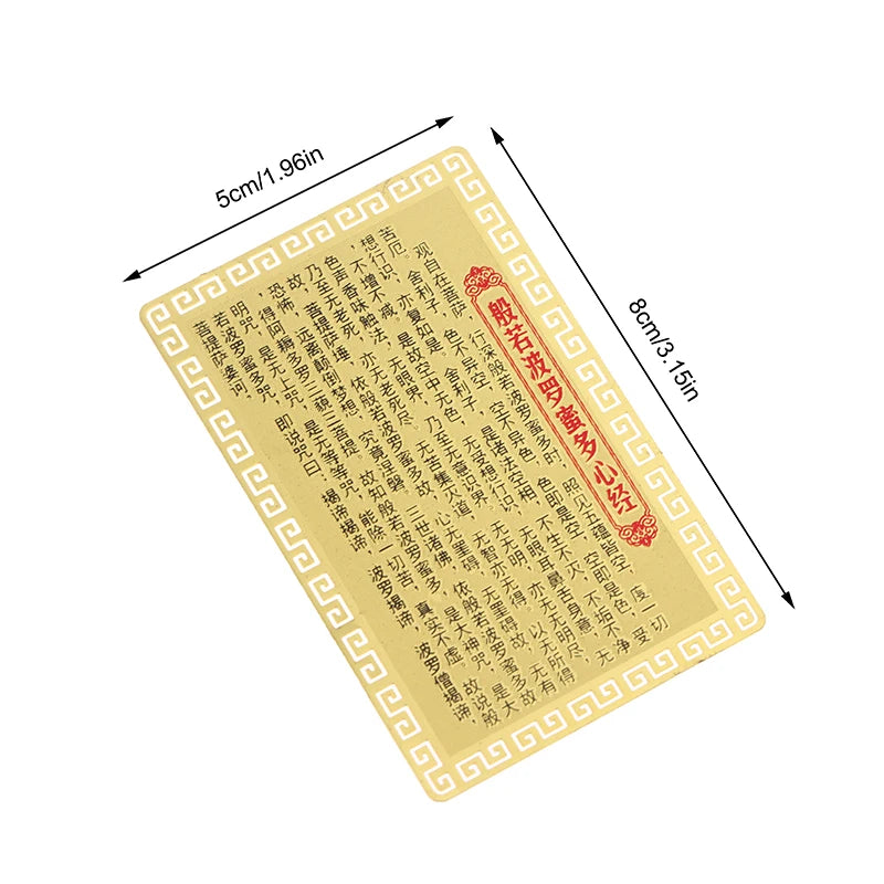 Brass Guanyin Bodhisattva Heart Sutra Gold Card – Luck & Blessing Spiritual Talisman Card SPOT