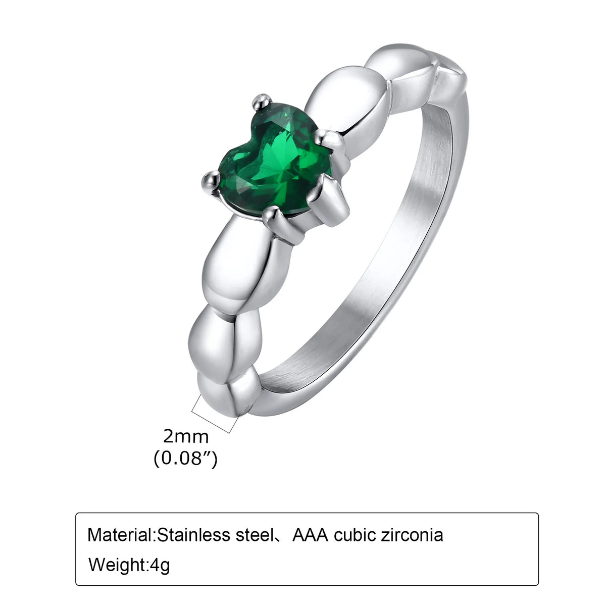 Vintage Heart CZ Stackable Ring – Stainless Steel, No Fade Stackable CZ Ring SPOT RC-414SG 5