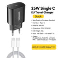Essager 25W USB-C PD Fast Charger Set with Cable – Multi-Device USB-C Fast Charger SPOT EU Plug Black Set