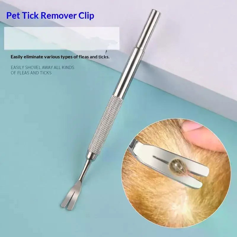 2-Pc Stainless Steel Tick Remover Tweezer Set for Dogs & Cats Pet Tick Remover SPOT