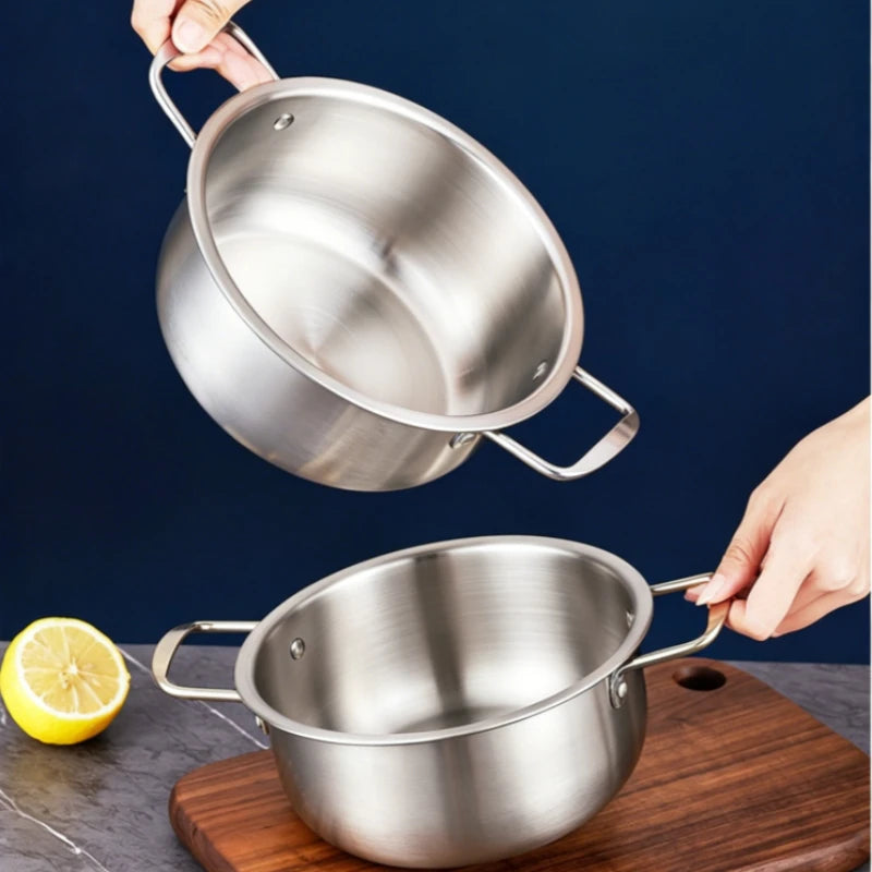 Thickened Stainless Steel Korean Ramen & Soup Pot with Lid Ramen Cooking Pot SPOT