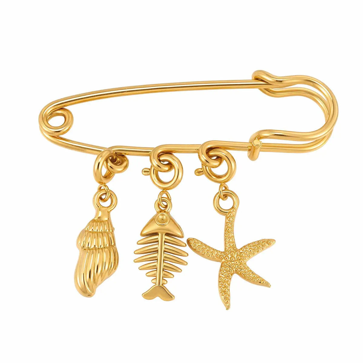 18K Gold Heart Safety Pin Brooch – Anti-Tarnish Cardigan Clip Fashion Brooch Pin SPOT BH-040G