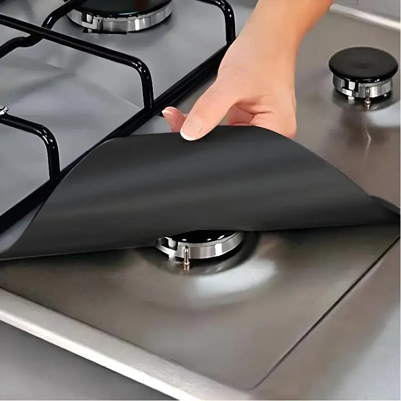 4-Pack Gas Stove Protector Mats – Heat-Resistant PTFE Fiberglass Stove Protector Mat SPOT