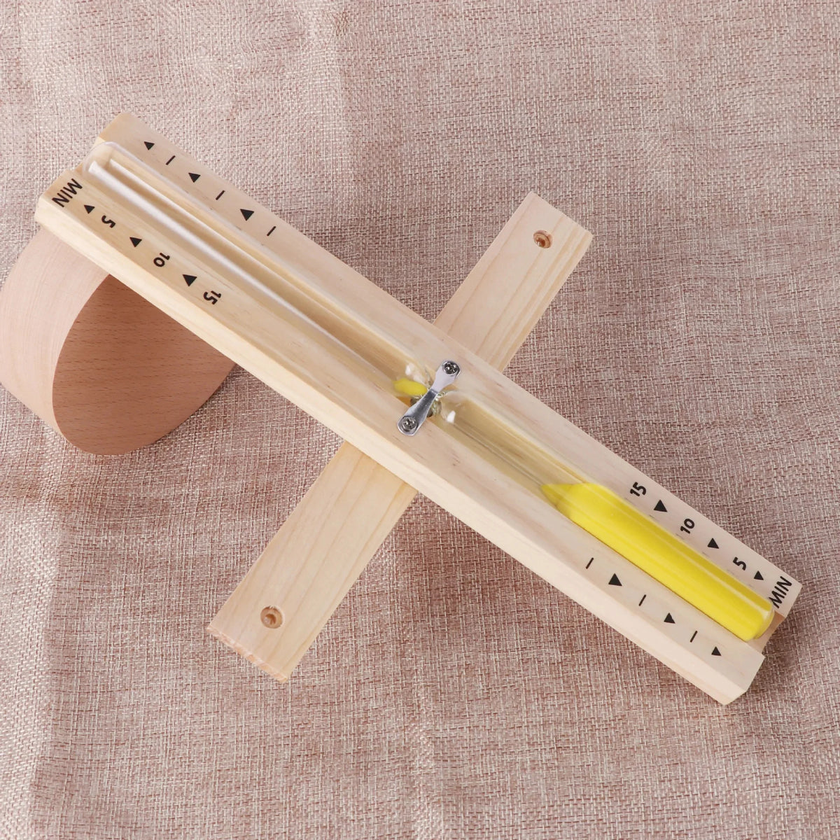 Wall-Mounted Wooden Hourglass Shower Timer – 15 Min Sand Clock Hourglass Shower Timer SPOT 15min-Yellow