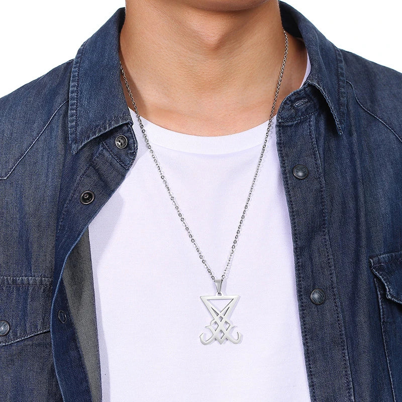Sigil of Lucifer Stainless Steel Pendant Necklace for Men Pendant Necklace SPOT