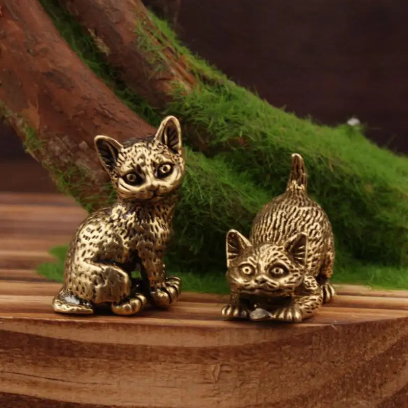 Brass Cat Figurine – Vintage Miniature Tea Pet Desk Ornament Miniature Figurine SPOT