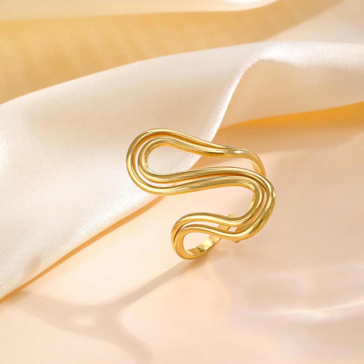 Women's 18K Gold Plated Adjustable Open Ring – Stainless Steel Fashion Ring SPOT