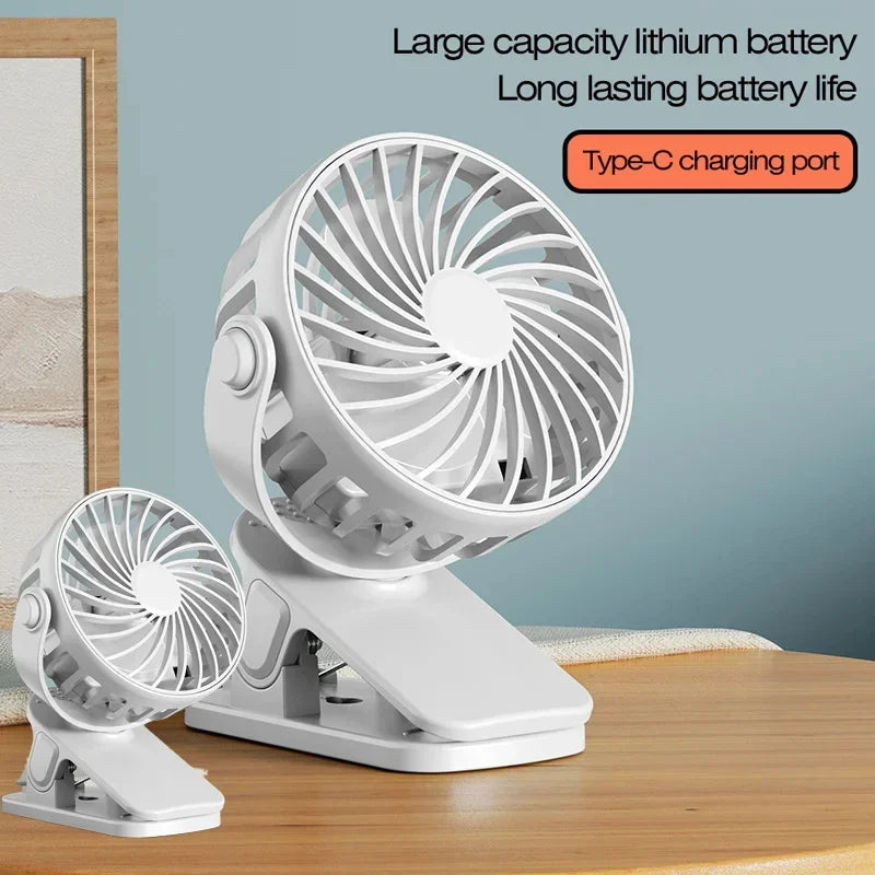 Mini Clip Fan 720° Rotation USB Rechargeable & Night Light Portable Clip Fan SPOT