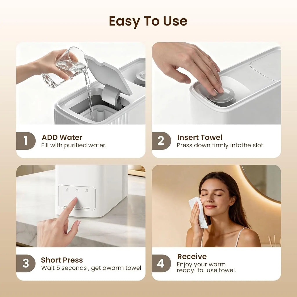 Smart Portable Heated Compressed Towel Dispenser | Auto Expand Towel Warmer Dispenser SPOT