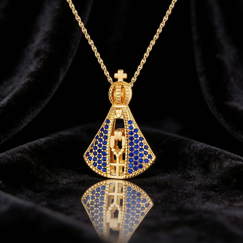 Nossa Senhora Aparecida 18K Gold Catholic Pendant Necklace Catholic Pendant Necklace SPOT