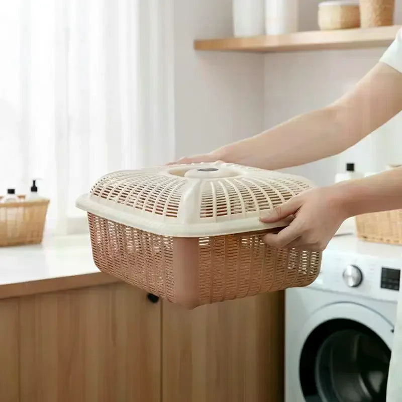 Plastic Storage Basket with Lid – Draining Kitchen Organizer Kitchen Storage Basket SPOT