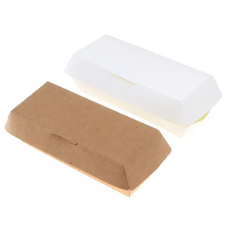 10-Pack Kraft Paper Hot Dog Boxes – Oil-Resistant, Eco-Friendly Disposable Food Boxes SPOT
