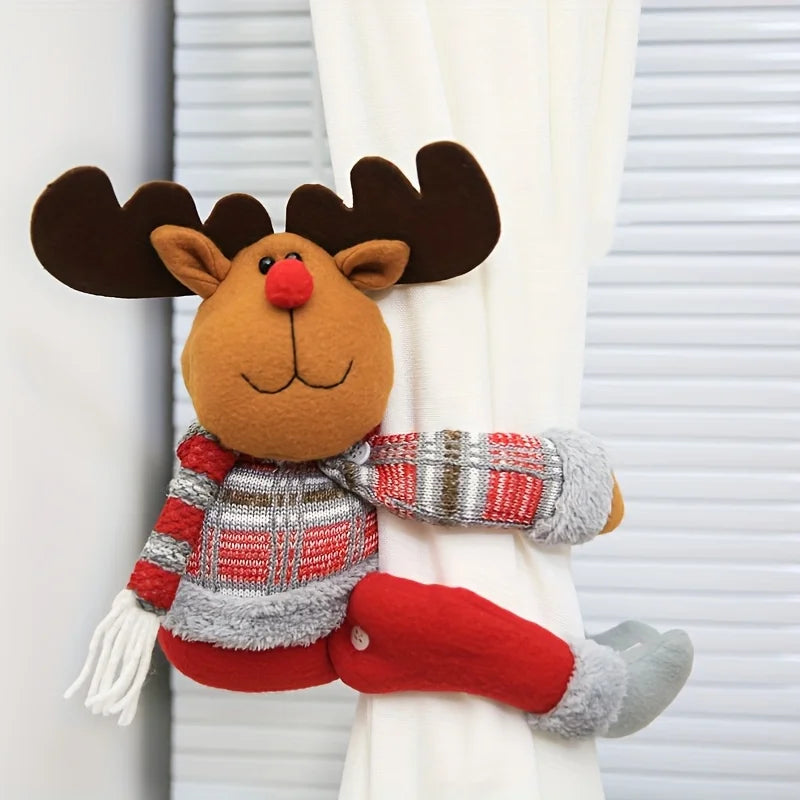 Christmas Curtain Tieback Clips – Santa Snowman Reindeer Curtain Tieback Clip SPOT Elk