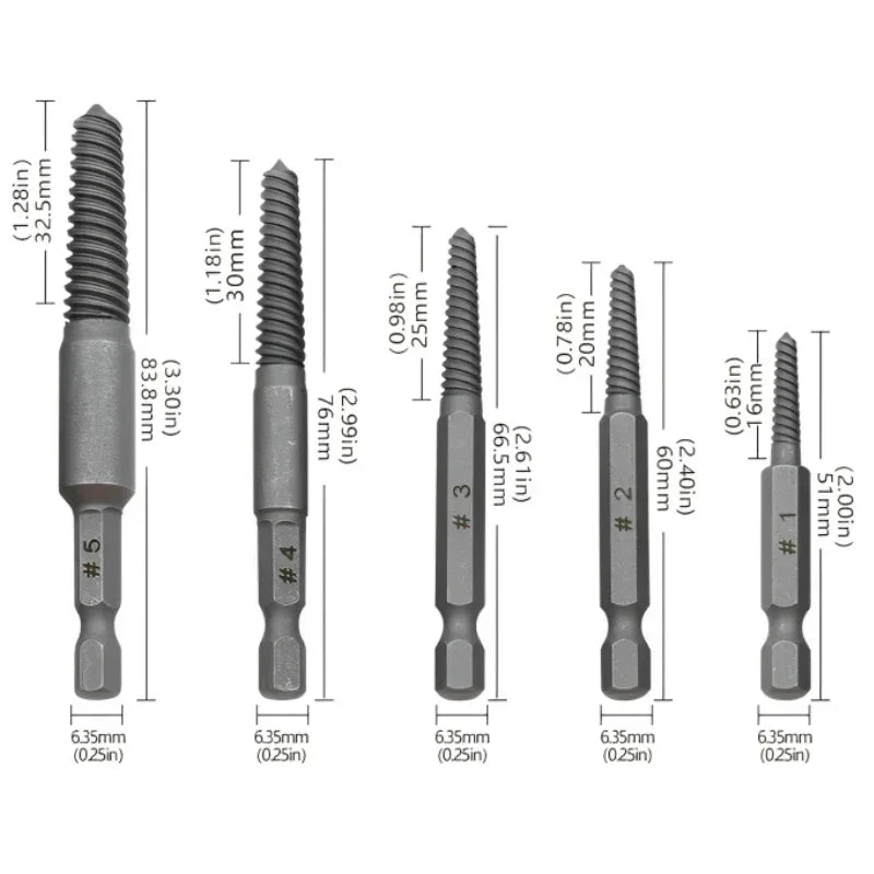 5-Piece Screw Extractor Drill Bit Set – Broken Bolt Remover Screw Extractor Set SPOT