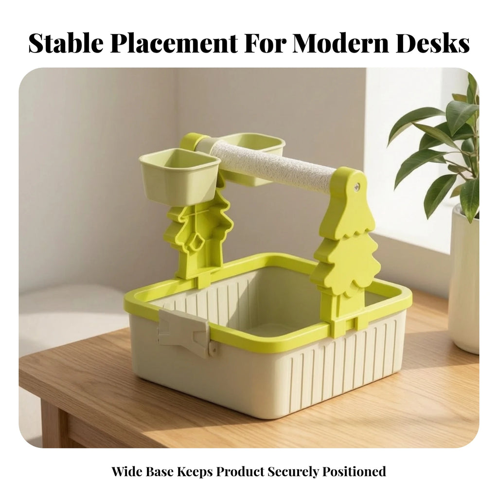 Tabletop Bird Stand with Feeding Cups – Parrot Perch Bird Perch Stand SPOT