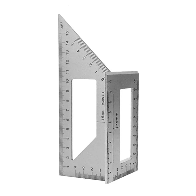 Aluminum Alloy Angle Ruler 45 & 90 Degree Marking Gauge Tool Angle Marking Gauge SPOT Silver