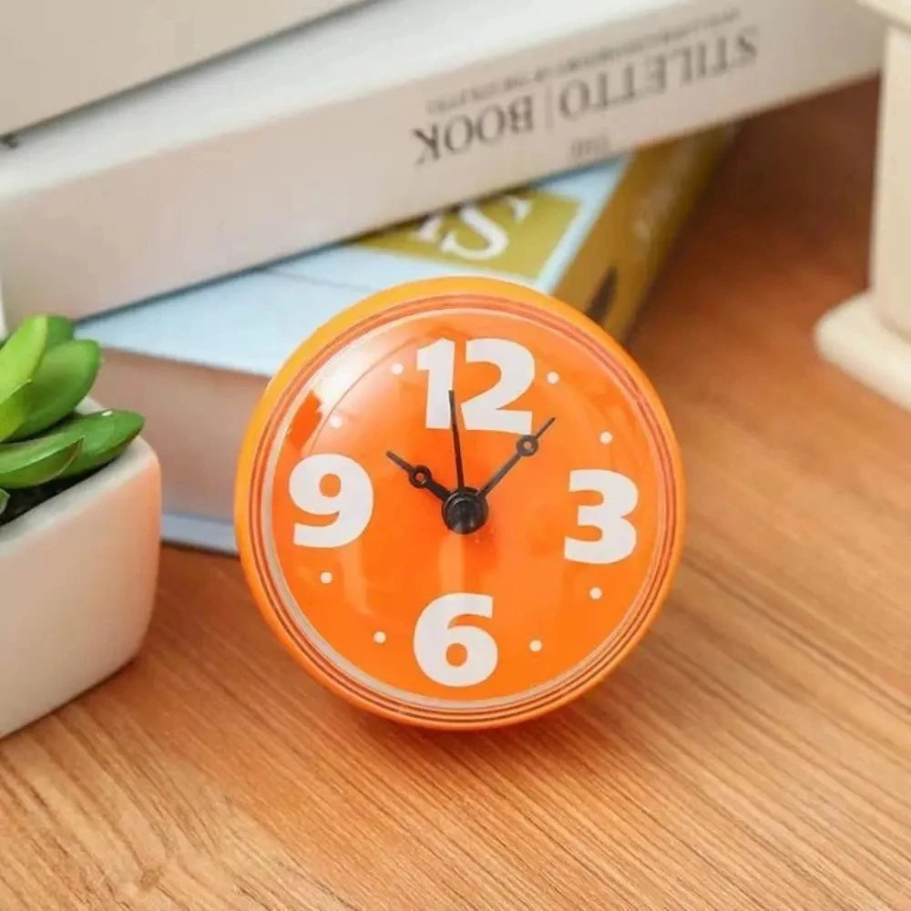 Waterproof Suction Cup Shower Clock for Bathroom & Kitchen Shower Wall Clock SPOT Orange