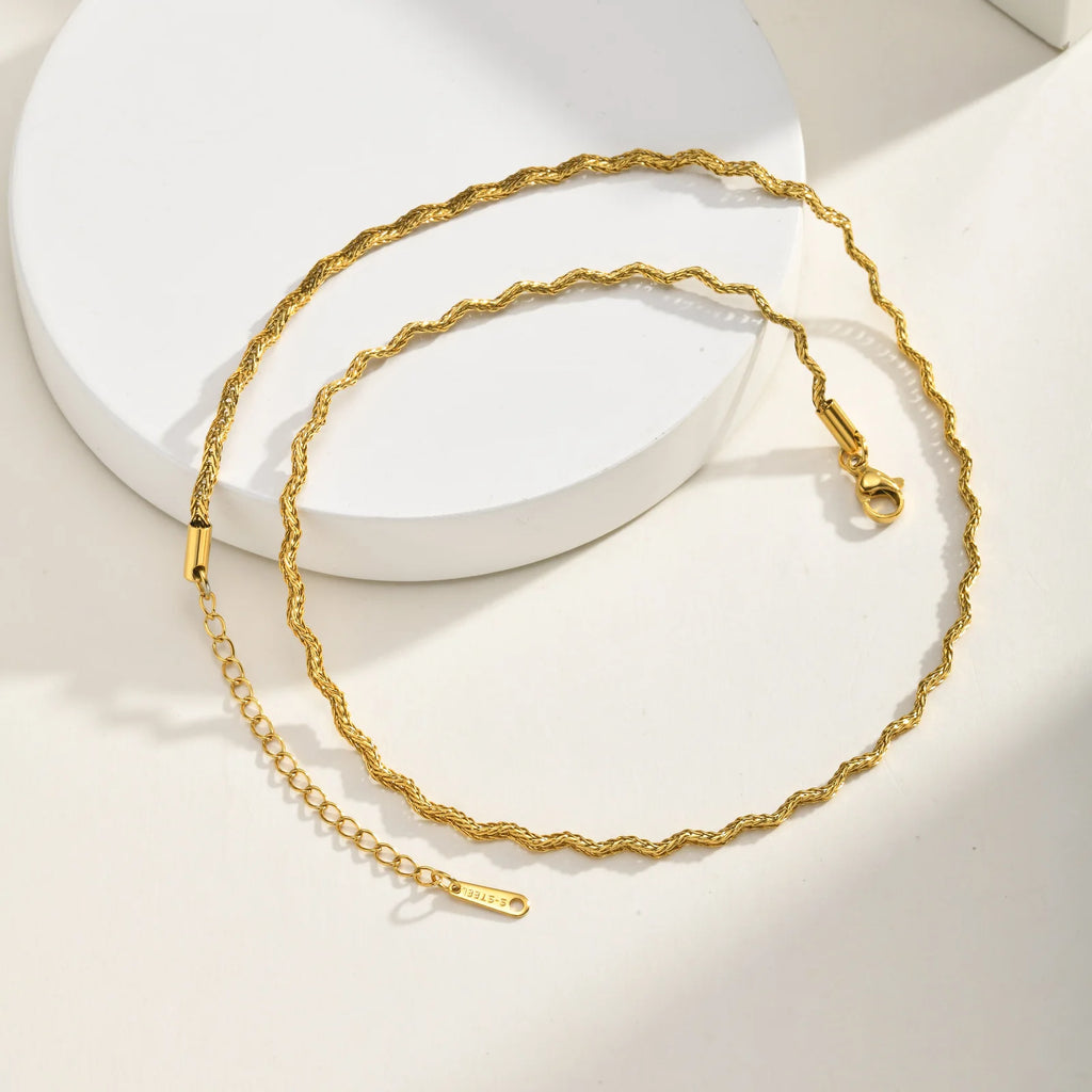 Twisted Rope Chain Necklace – PVD Gold Stainless Steel Chain Necklace SPOT
