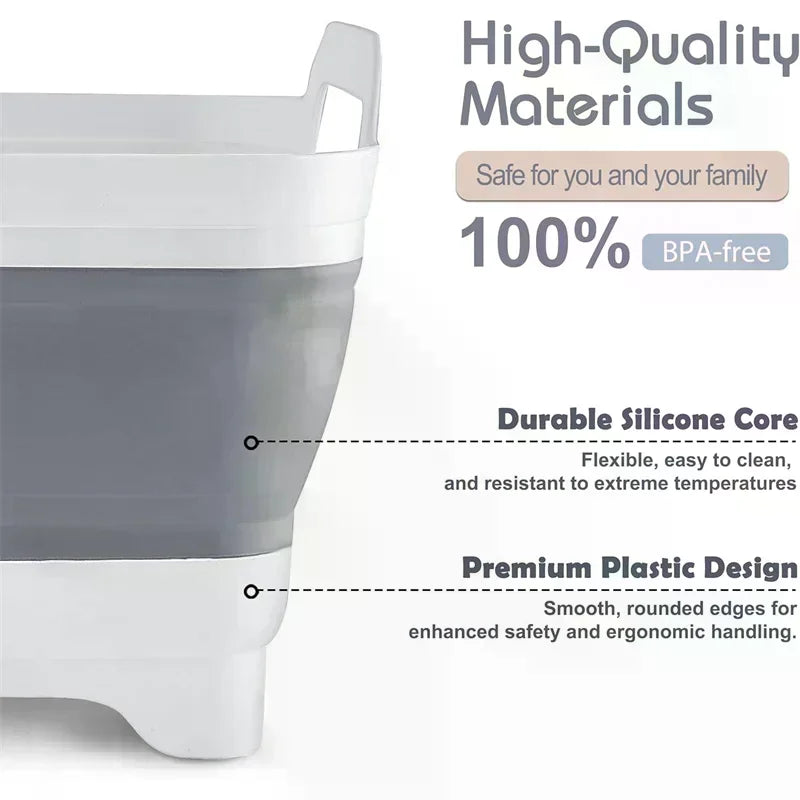9L Collapsible Wash Basin with Drain Plug – BPA-Free Dish Tub Collapsible Wash Basin SPOT