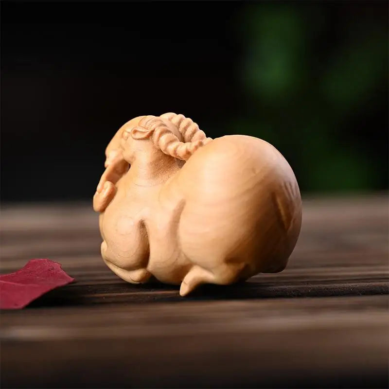2027 Year of the Sheep Wooden Zodiac Statue | Desk & Car Decor Zodiac Wood Figurine SPOT