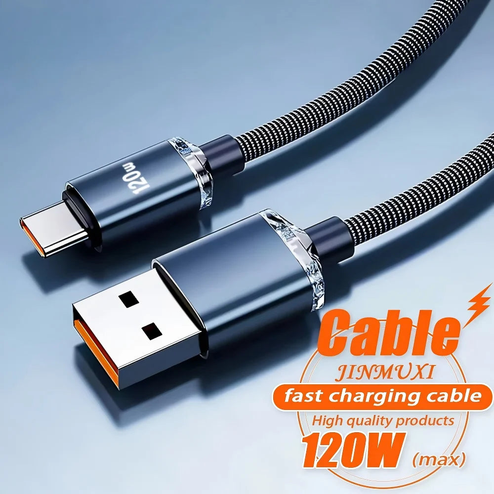 120W 6A USB-C Fast Charging Braided Cable – Multi-Device USB Charging Cable SPOT