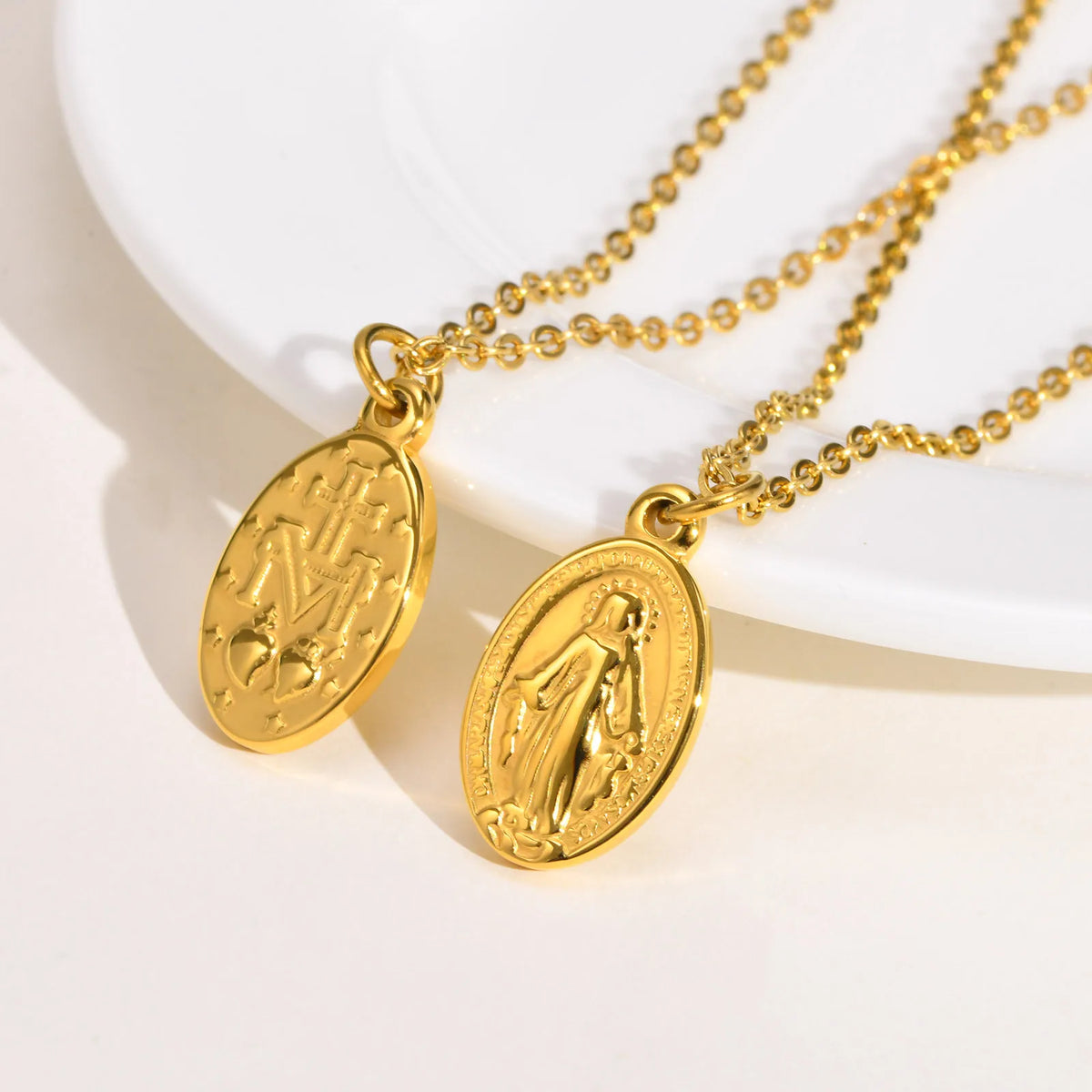 Virgin Mary Guadalupe Pendant Necklace – Gold Stainless Steel Pendant Necklace SPOT