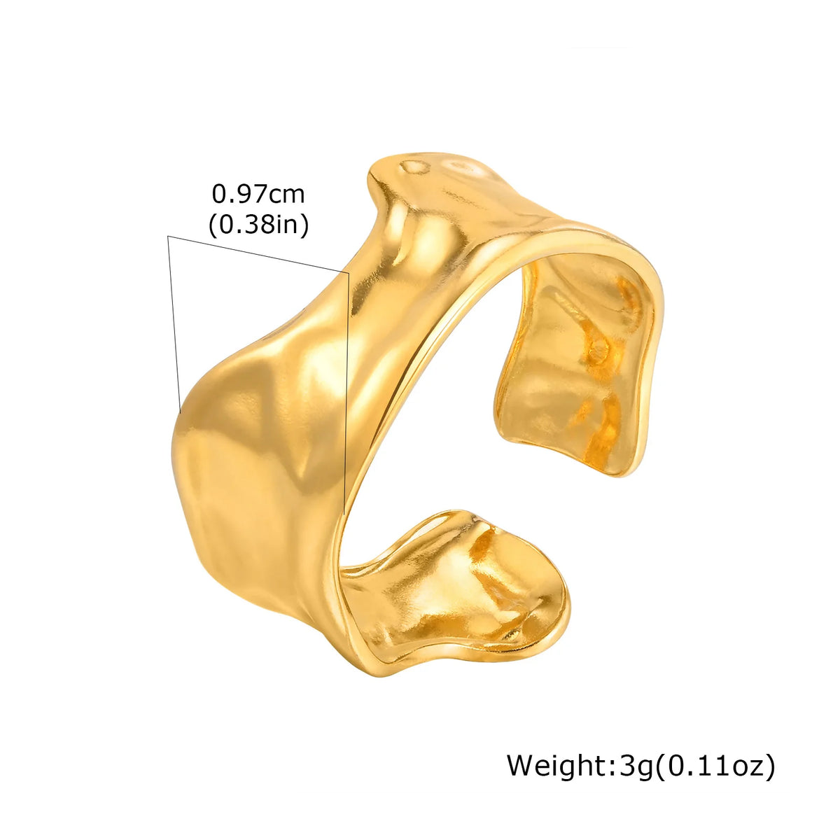 Women's 18K Gold Plated Adjustable Open Ring – Stainless Steel Fashion Ring SPOT RC-881G