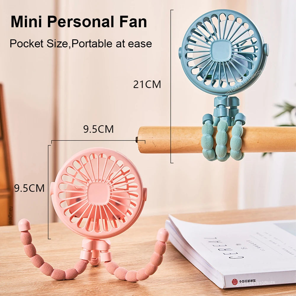 Raugee Mini Clip-On Stroller Fan – Rechargeable & 360° Flex Clip-On Portable Fan SPOT