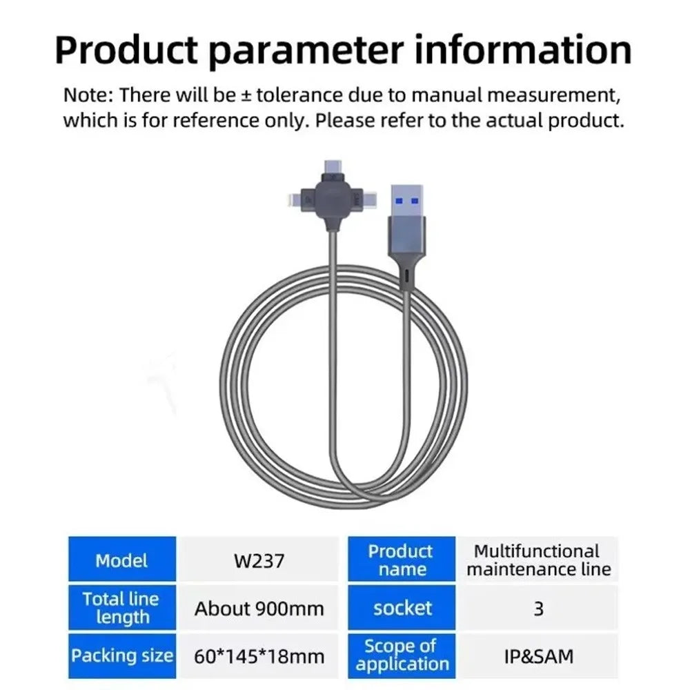 3-in-1 USB Cable – Lightning, Micro USB & Type-C Debug Tool USB Debug Cable SPOT