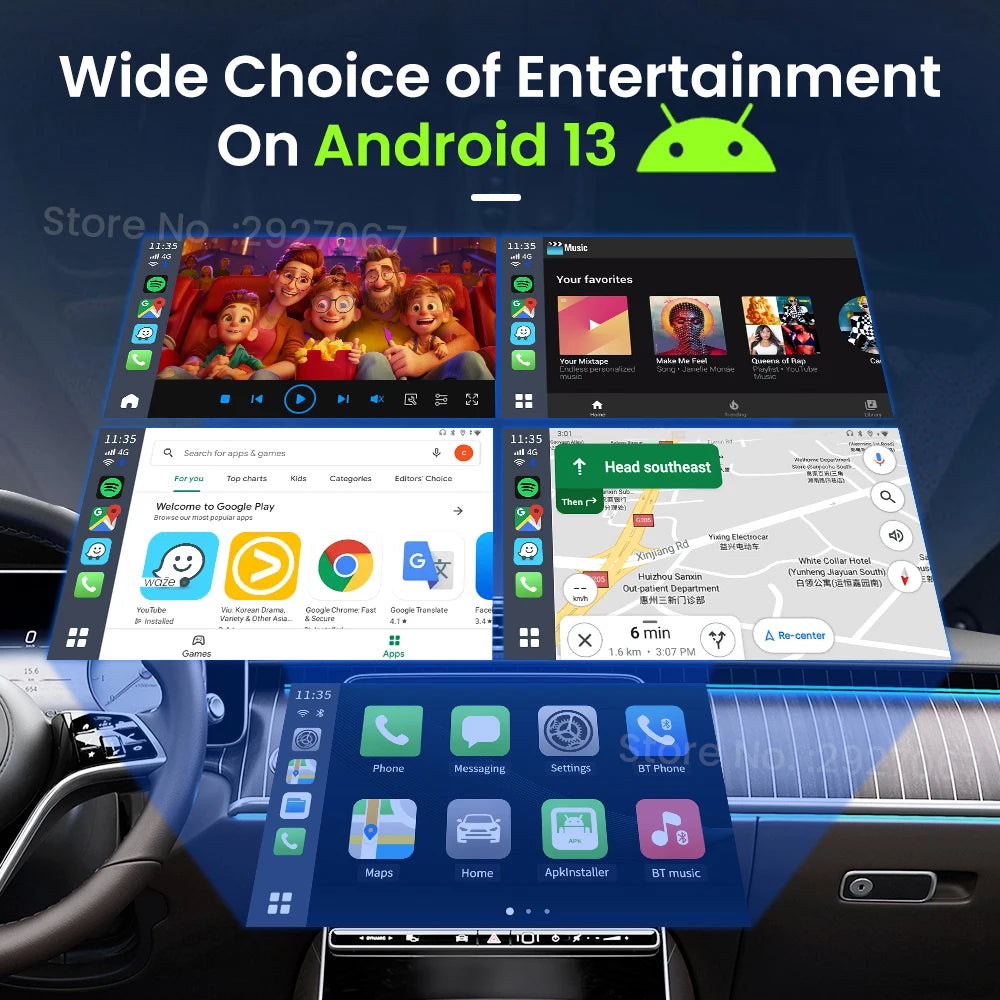 CarlinKit Android 13 CarPlay AI Box SM6115 – Wireless CarPlay & Auto CarPlay AI Streaming Box SPOT