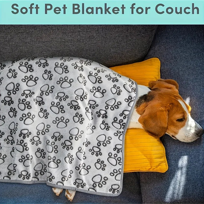 Soft Fluffy Paw Print Dog & Cat Blanket – Warm Pet Mat Pet Blanket Mat SPOT