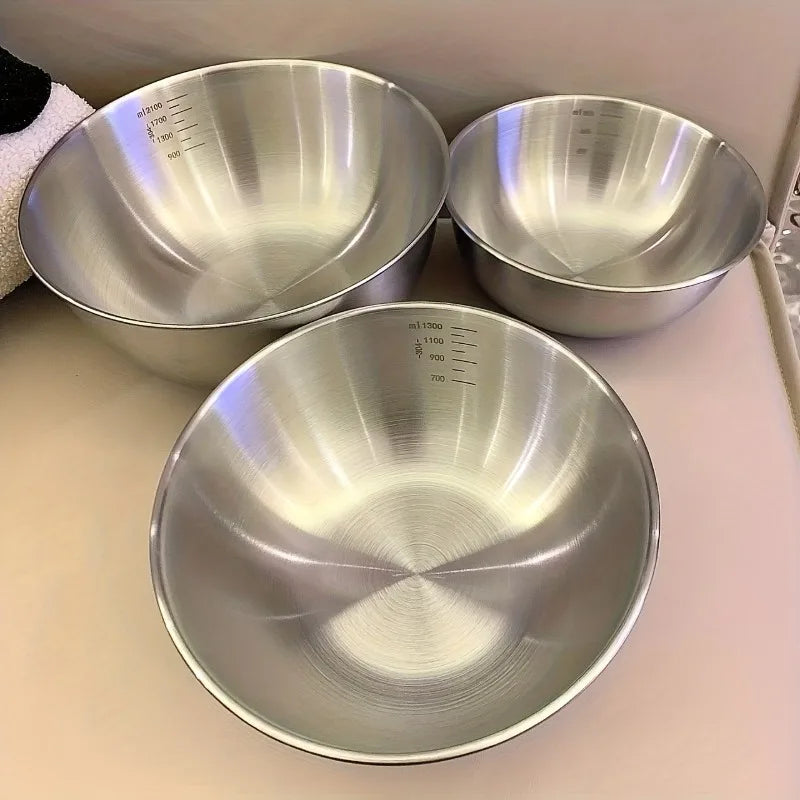 Set of 3 Stainless Steel Mixing Bowls with Measurements Mixing Bowl Set SPOT 3pcs set