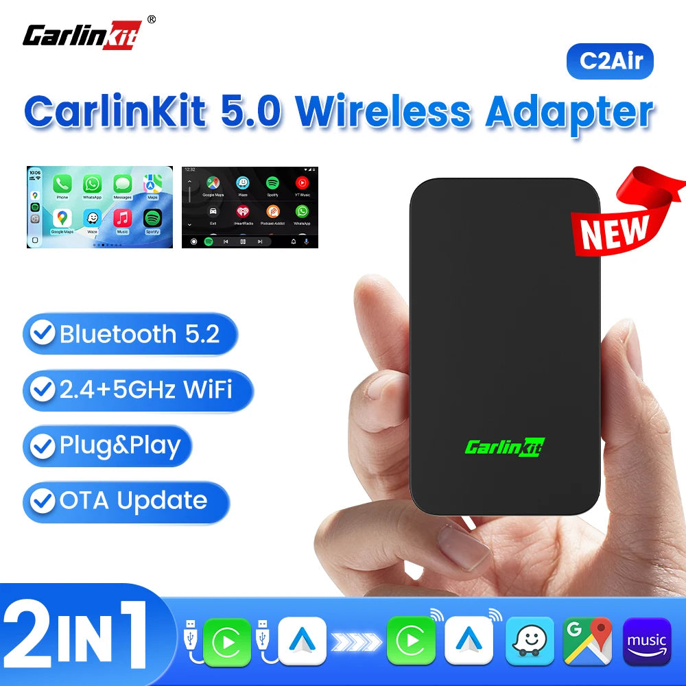 CarlinKit 5.0 Wireless CarPlay & Android Auto Adapter Wireless Car Adapter SPOT