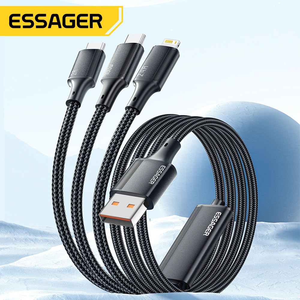 Essager 3-in-1 USB-C 100W Fast Charging Cable – 1.2m USB Charging Cable SPOT