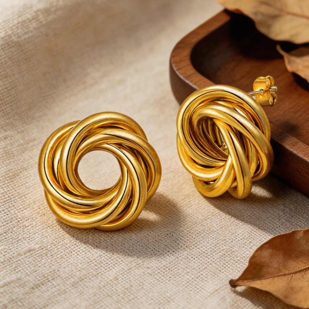 18K Gold Plated Twist Knot Stud Earrings – Geometric Stainless Steel Stud Earrings SPOT
